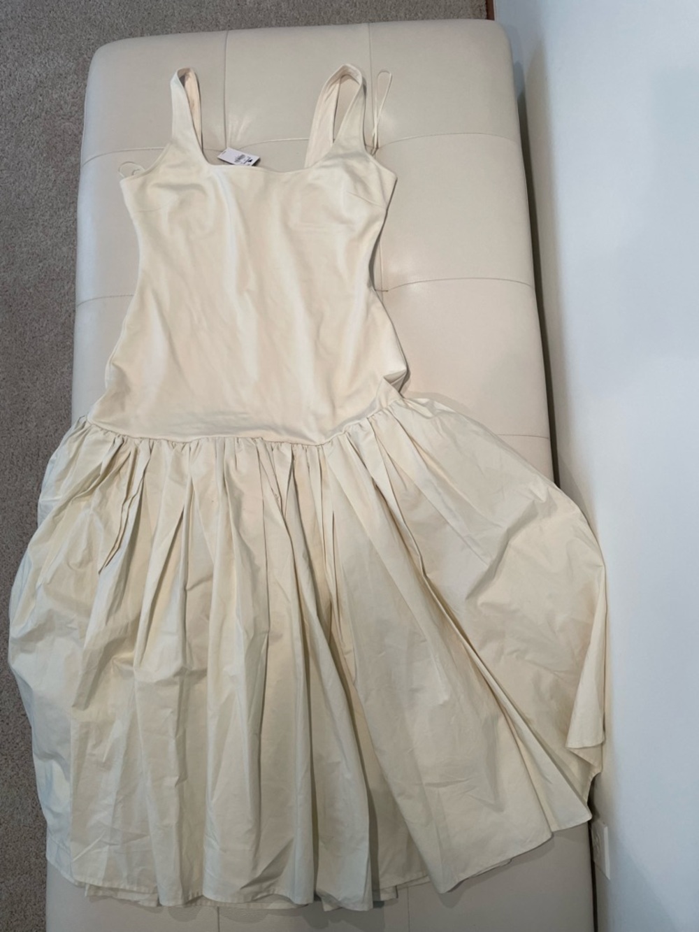 Express Cream Square Neck Midi Dress - Picture 3 of 3